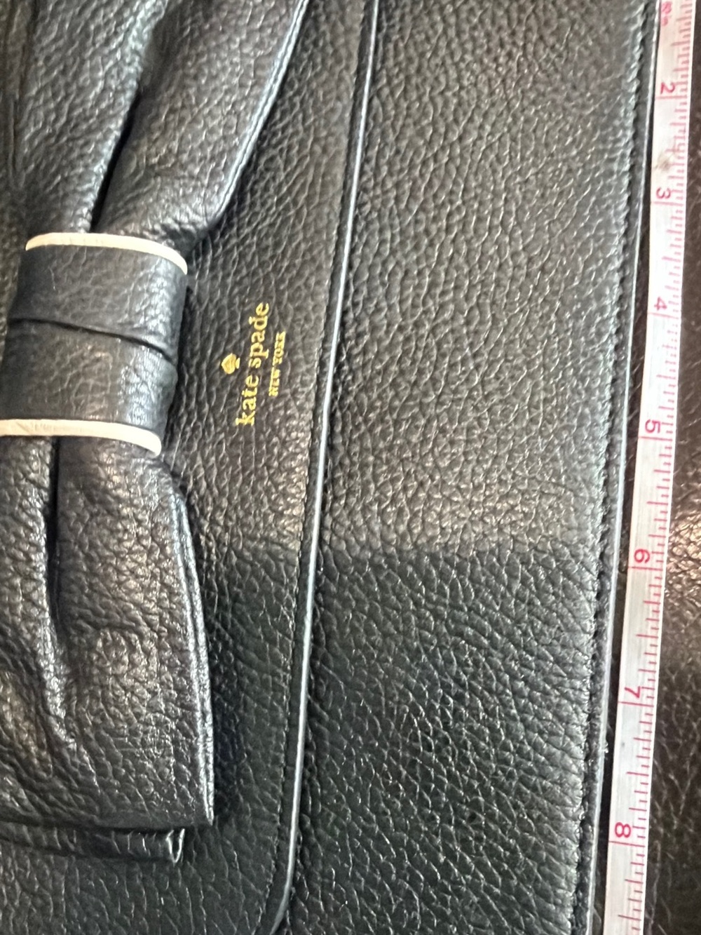 New kate spade Black Pebbled Leather Bow Clutch - Picture 8 of 10